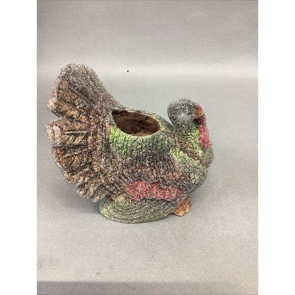 Set Of 2 Frosted Ceramic Turkey Candle Holders - 5x4.5x5.25” - Picture 4 of 11